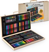 Grafix Tekendoos 180-delig | Complete Kleur- en Tekenset | Geschikt voor Kinderen en Volwassenen | Perfect Cadeau voor Creatievelingen | Inclusief Stiften, Kleurpotloden, Verf, en meer