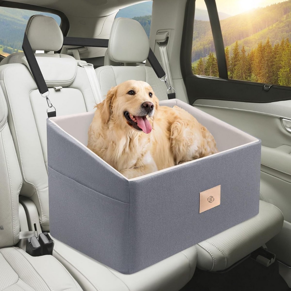 Equivera Hondenmand Auto Met Gordel - Hondenmand - Hondenmand Auto - Autostoel Hond - Hondenstoel Auto - Met Gordel