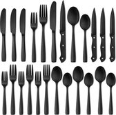 Master Knives 6 Persoons Bestekset (36-delig) - Lepels, Messen, Vorken & Steakmessen - Vaatwasserbestendig - Zwart / RVS