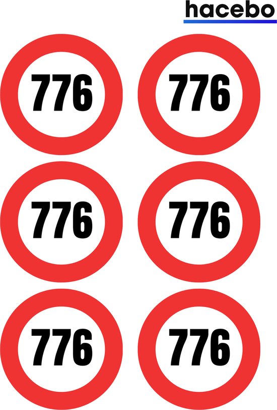 Verkeersbord Sticker - 8CM - Container sticker - Cijfer Stickers - 6 ...
