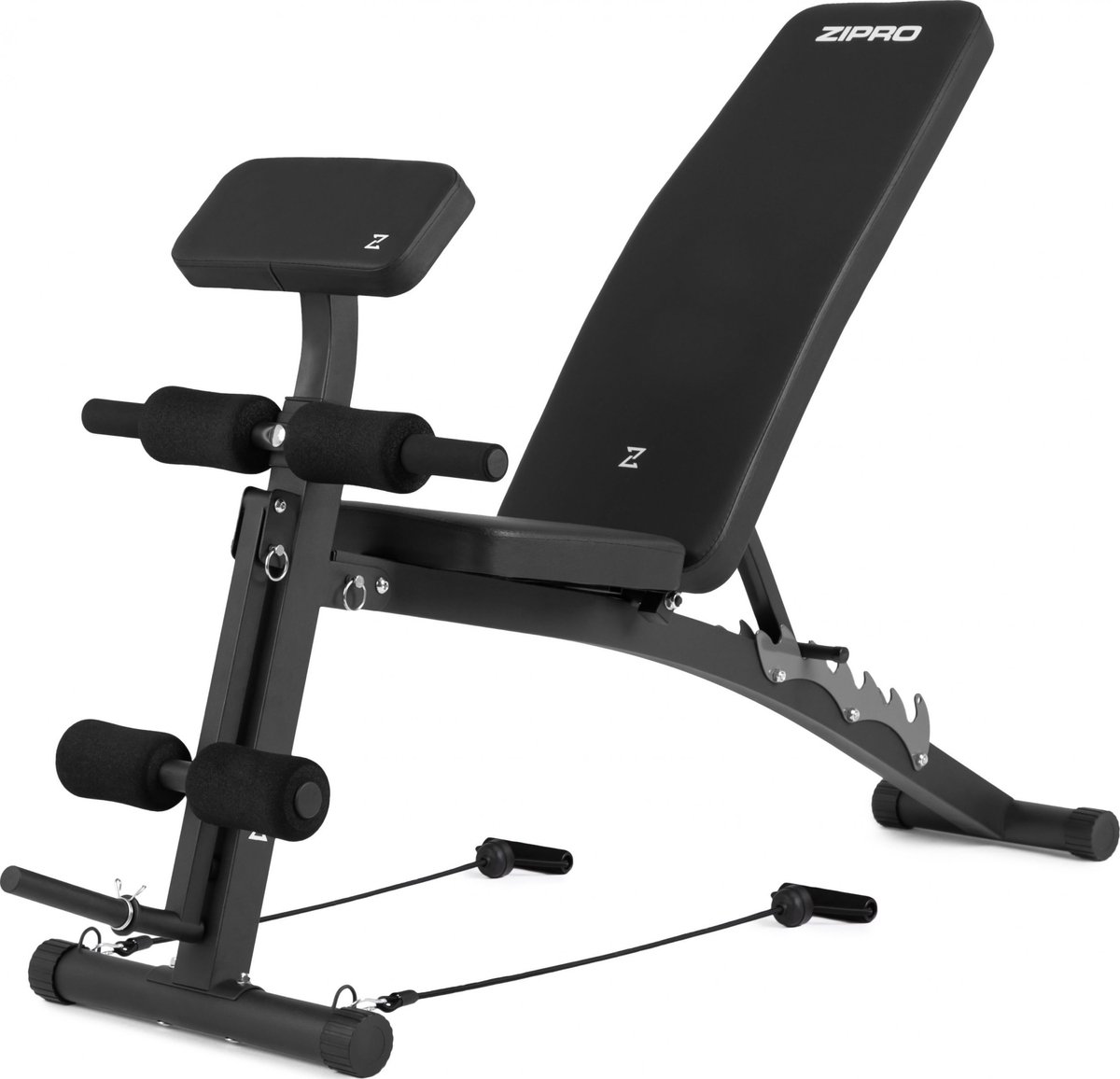 ZIPRO® Volume - Halterbank - Multifunctioneel & Opklapbaar - Met Leg Press - Verstelbare Trainingsbank - Zwart