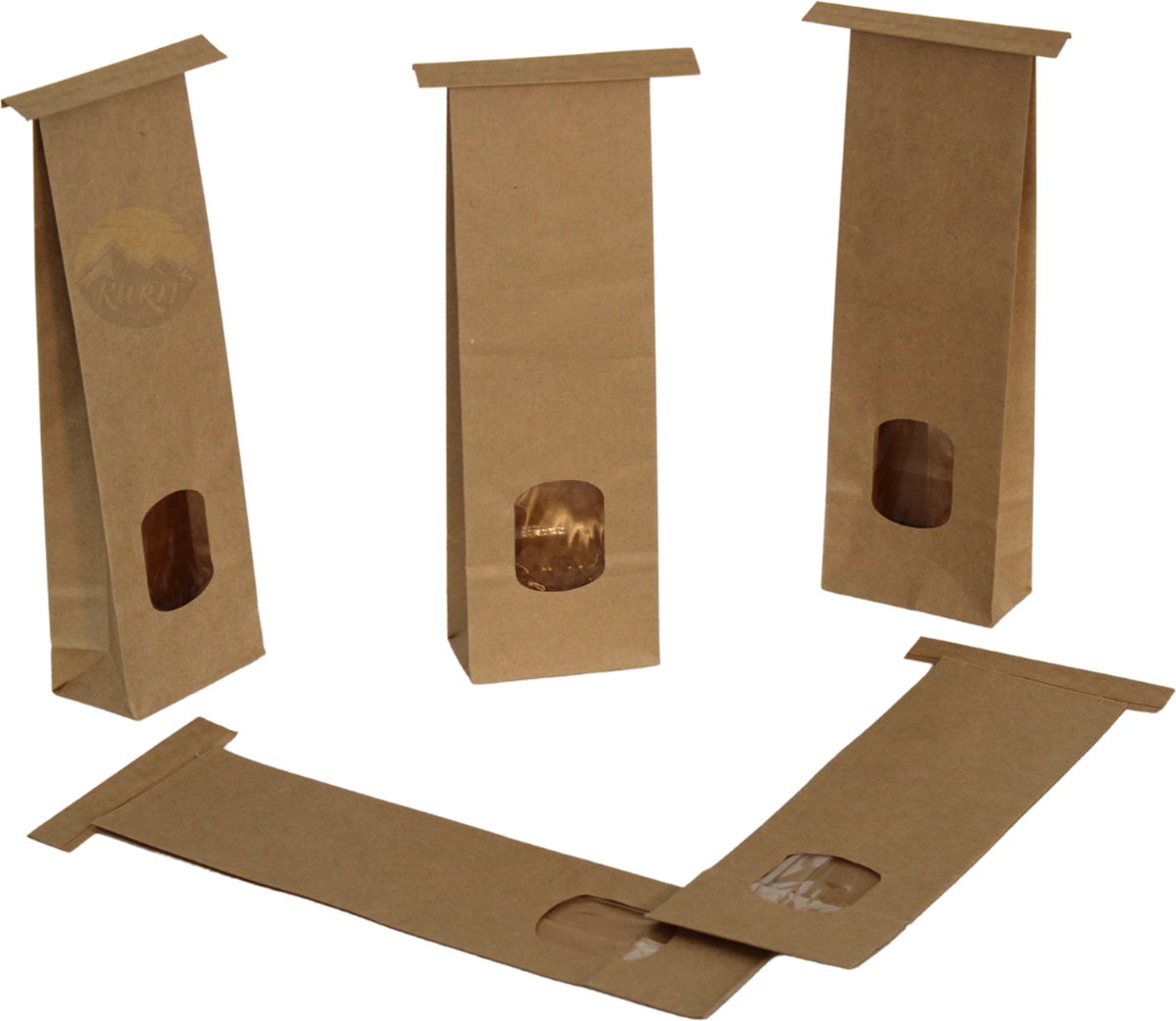 KURTT 30 stuks papieren zakjes cadeauzakjes blokbodemzakjes uitdeelzakjes transparant vakje 7.5 x 4.5 x 24 cm