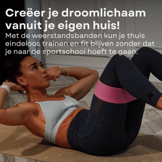 AJ-Sports Weerstandsbanden - Booty Band - Resistance band - Fitness elastiek - Paars/Roze/Cyaan - set van 3 - Fitness - Inclusief handleiding en draagtas