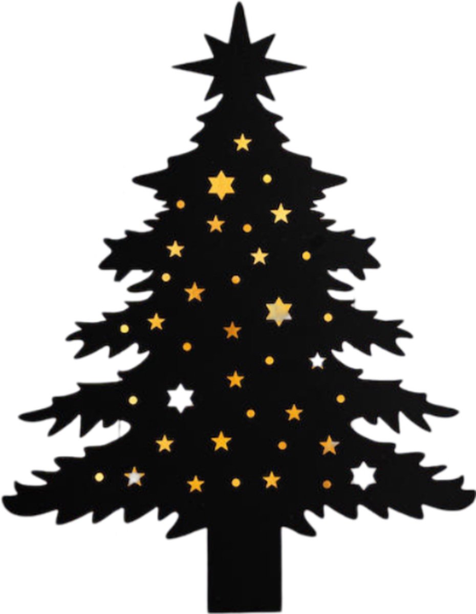 Kerstboom muurhanger met 48 klassieke LED-lampjes op batterijen, van Anna's Collection.