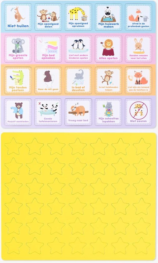 Magnetisch beloningsbord voor kinderen, magneetbord met 52 taken magneten en 120 stermagneten, werkbord, weekplanner, beloningssysteem voor routine, gedrag, potjestraining (werelddroomplanet