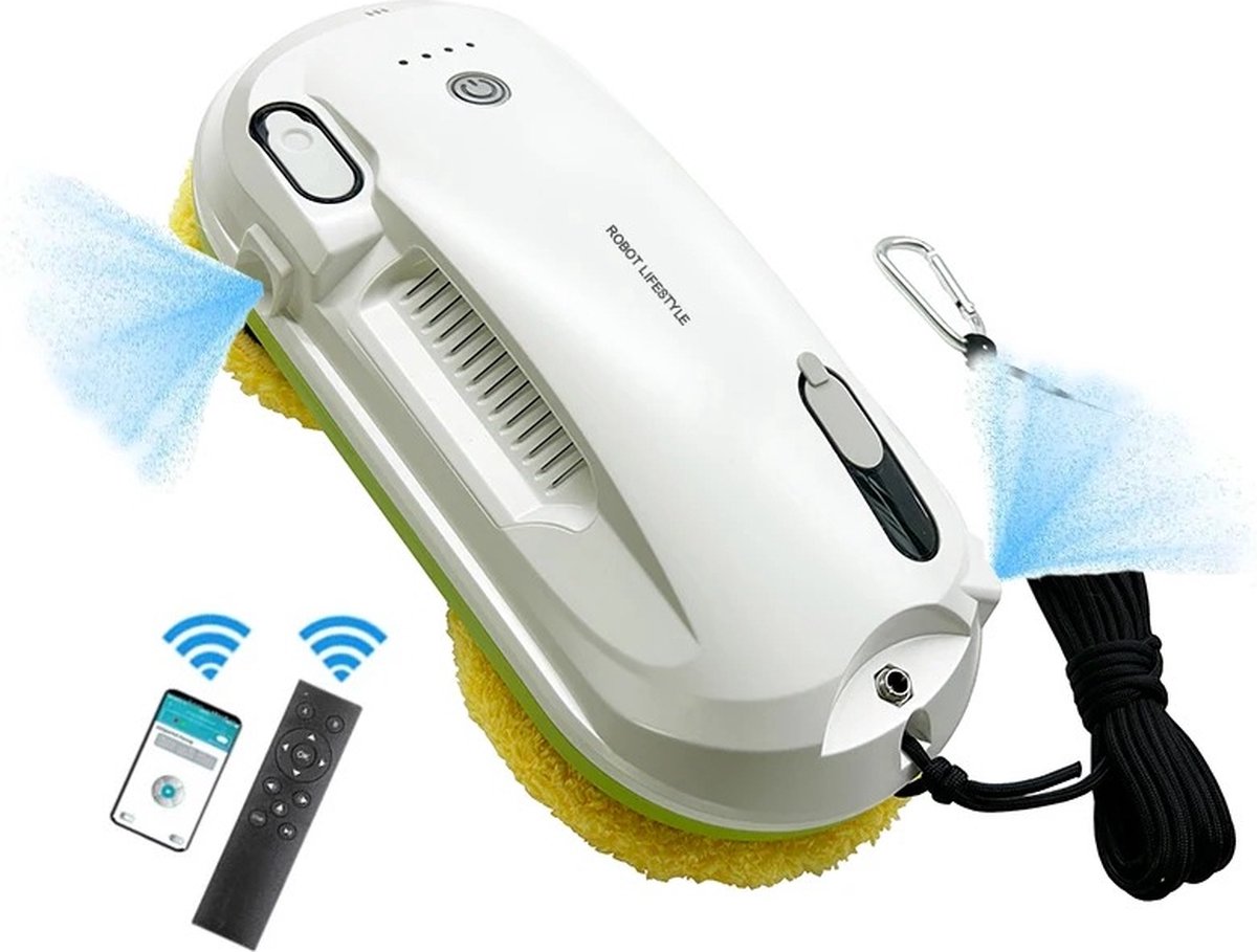 Goedkoopste Robotramenwasser - Robot ruitenreiniger - Met bediening via app - 2800Pa zuigkracht - Auto Waterspray - Glasreiniger - Schoonmaken - Ruitenwasser - Frame Detectie - Raamrobot - Intense reiniging - Wit