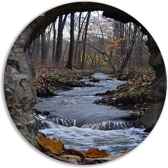 panneau mural transparent - Peinture rivière ronde - Cercles muraux Paysage - Peinture rurale - Peinture - Oeuvres peinture cercle mural aluminium 60x60 cm