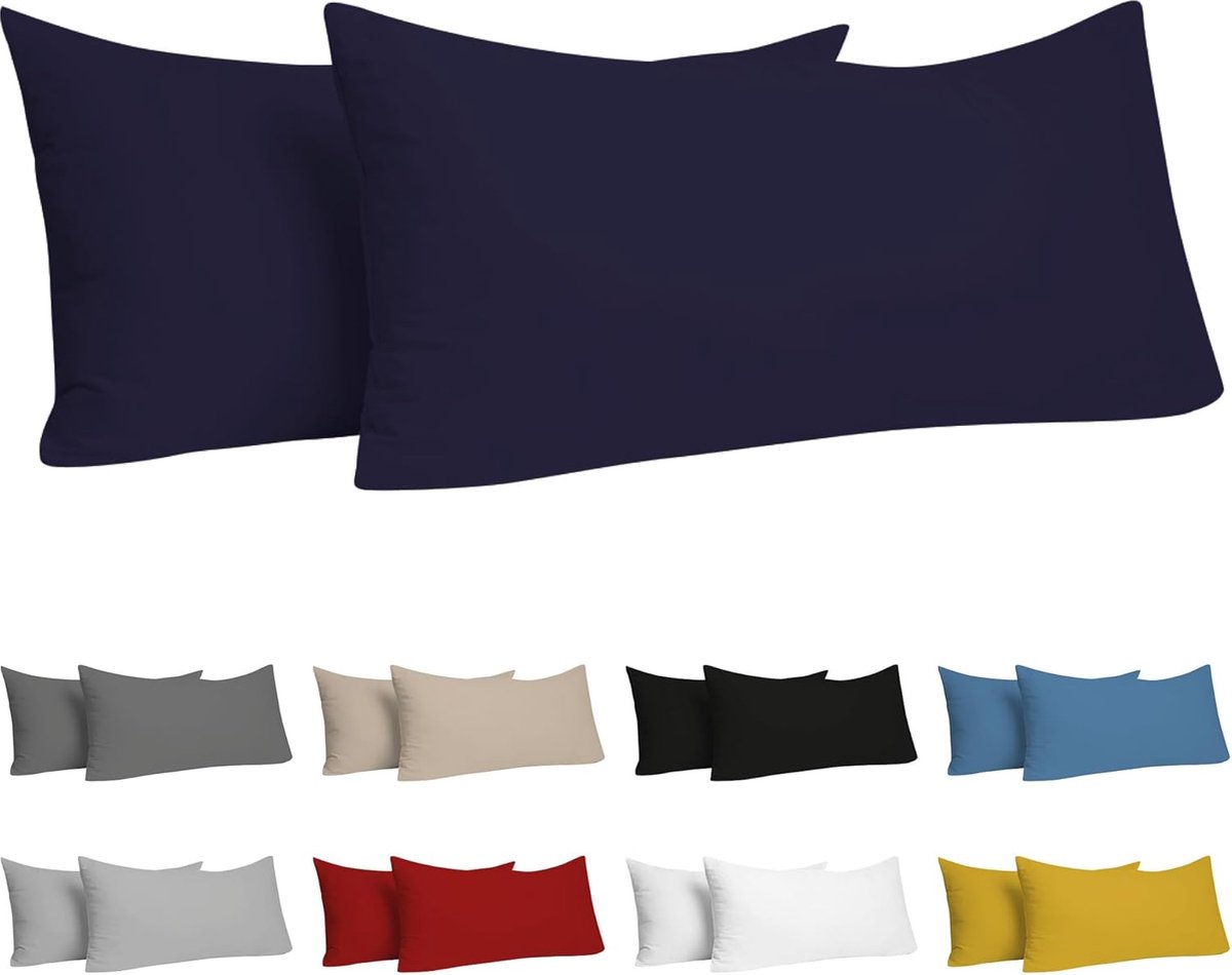 Azalia Pillow 50x80 cm (veel 2) 100% katoentrui 150 GSM - Donkerblauw - kussensloop 50 x 80 katoen - resistent en hypoallergene kussendeksel voor kussen