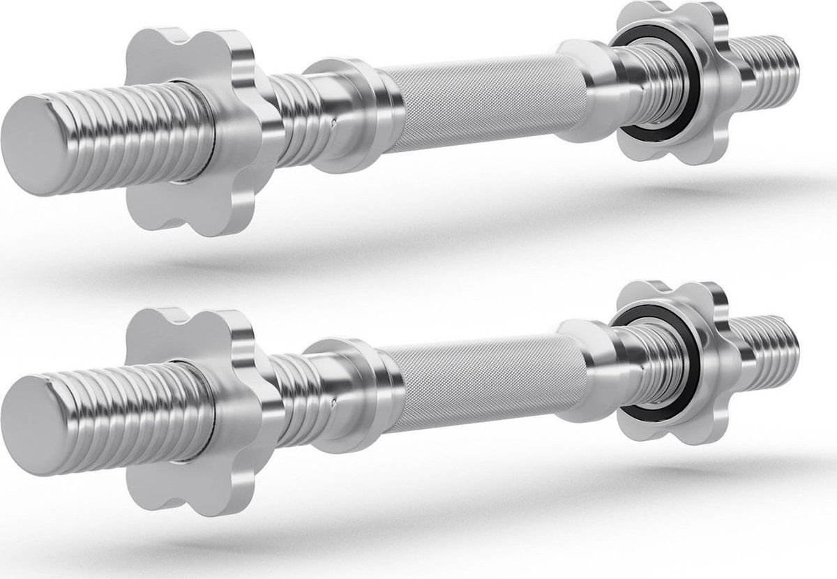 Zipro® Dumbbellstang 40cm 28mm - Set van 2 stuks - Schroefsluiting Star Lock - Halterstang - halters en gewichten - Geschikt voor Krachttraining, Fitness, CrossFit & Functional Training - Sport Gewichten voor Thuis