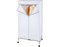 Uten Draagbare elektrische droger Gr886 - 2 lagen droog Design - Warmtepompdroger - 1500 W - Timer 0-180 Min - Elektrisch Droogrek met Verwarming - Wasdroger - Tot 15kg wasgoed - Als wasdroger, droogrek en Kledingkast- Hoogte 1.5 M - Grijs