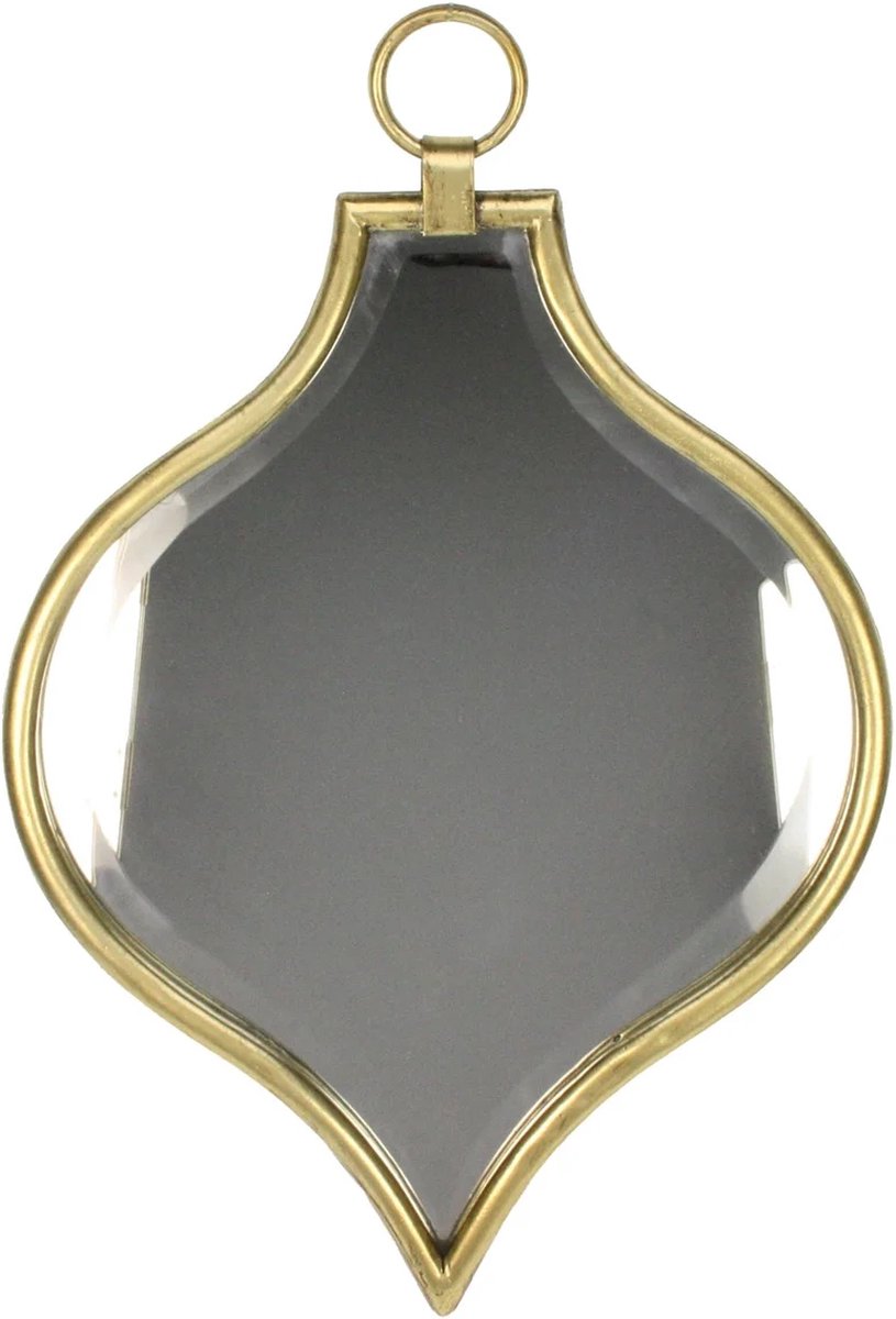 Spiegel druppel groot met grote ring goudkl. 32x2x47cm