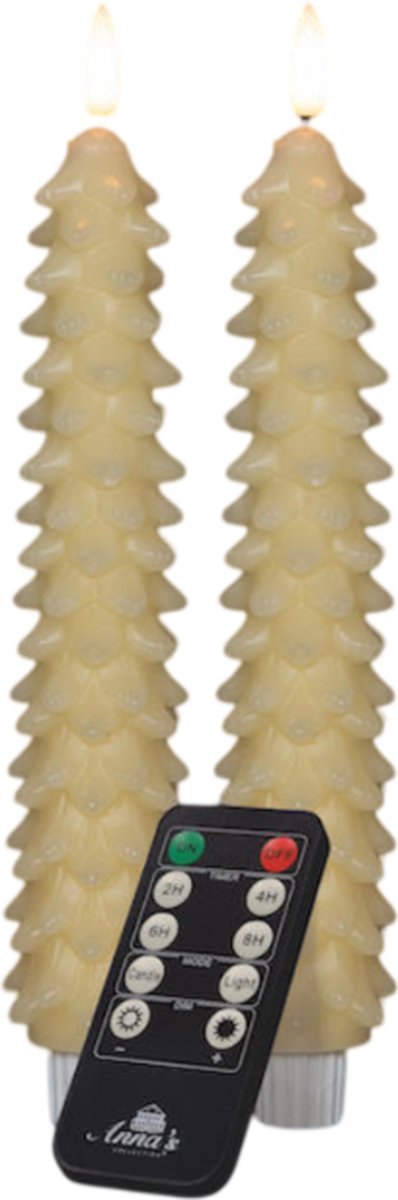 Anna's Collection Dinerkaars kerstboom wax led 3d vlam op batteri... naturel