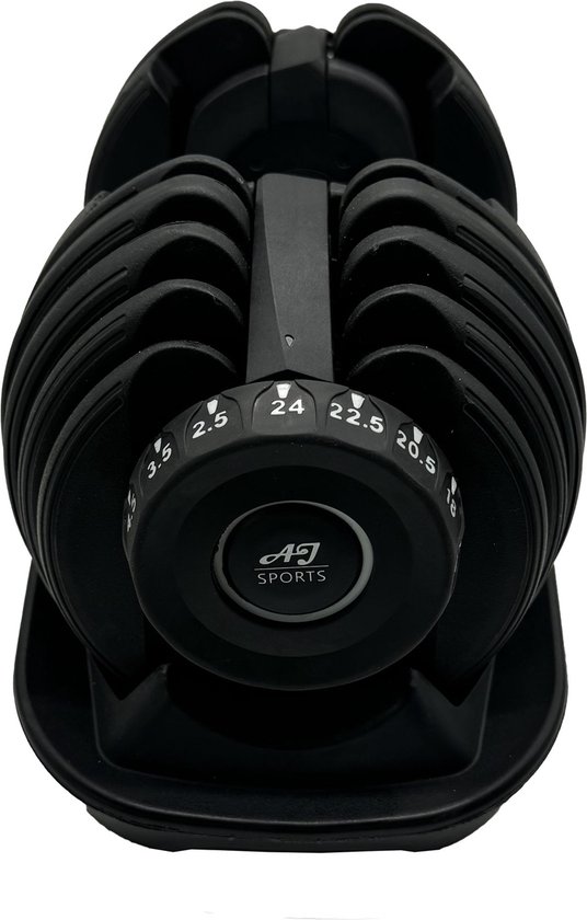 AJ-Sports Verstelbare Dumbells Zwart - 2kg t/m 24kg - Gewichten - Dumbells set - Gewichten set - Smart Dumbells - Halterset - Krachttraining - Fitness - Gym - Sport - Crossfit - 15 Dumbells in één! - Set van 2 Stuks!