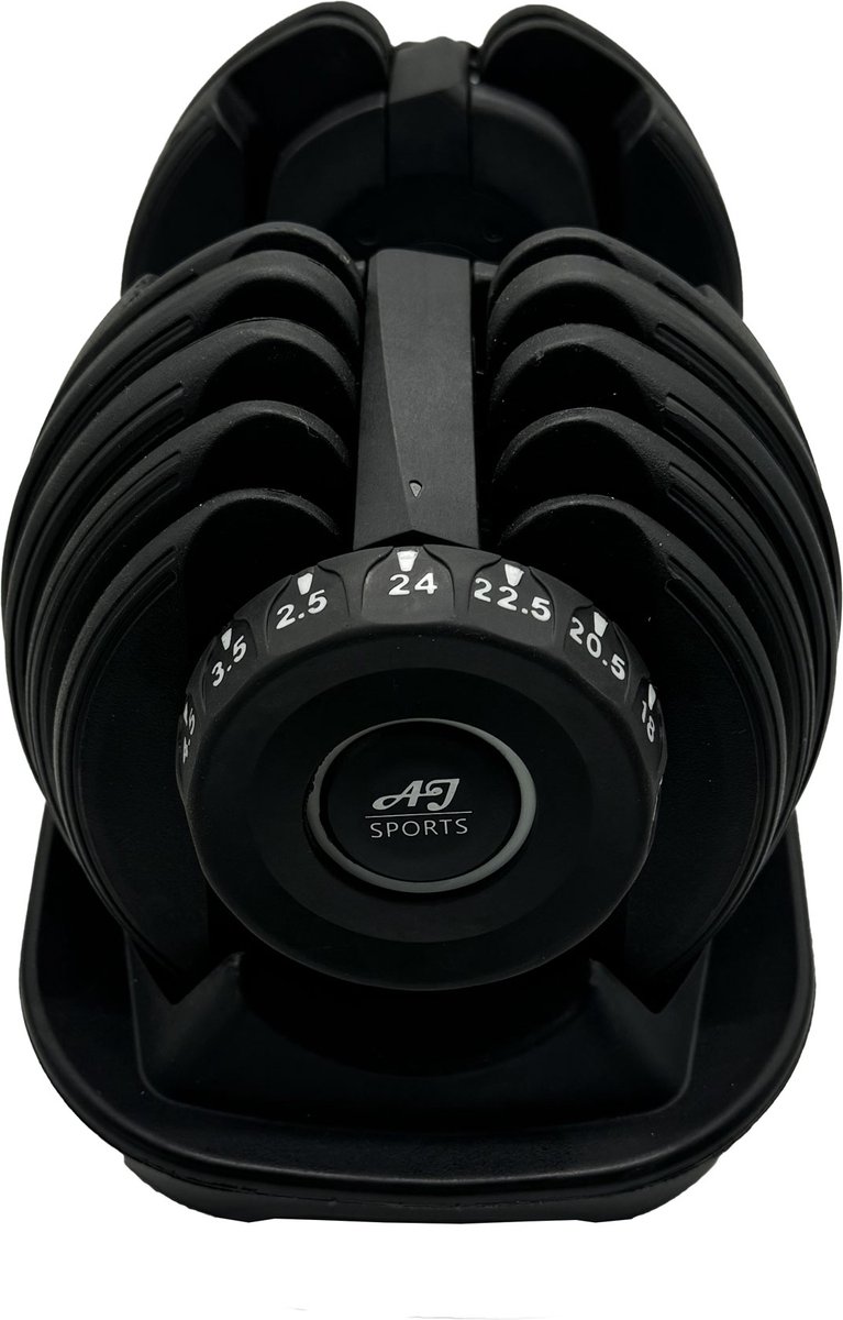AJ-Sports Verstelbare Dumbells Zwart - 2kg t/m 24kg - Gewichten - Dumbells set - Gewichten set - Smart Dumbells - Halterset - Krachttraining - Fitness - Gym - Sport - Crossfit - 15 Dumbells in één! - Set van 2 Stuks! – foto 2