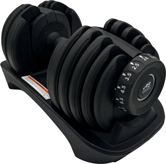 AJ-Sports Verstelbare Dumbells Zwart - 2kg t/m 24kg - Gewichten - Dumbells set - Gewichten set - Smart Dumbells - Halterset - Krachttraining - Fitness - Gym - Sport - Crossfit - 15 Dumbells in één! - Set van 2 Stuks!