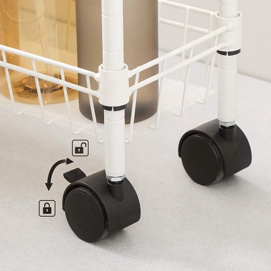 MIRA Home - Keukentrolley - Keukenrek - 4 lagen - Trolley - Wit - Serveerwagen - Keuken - 40x15x80cm