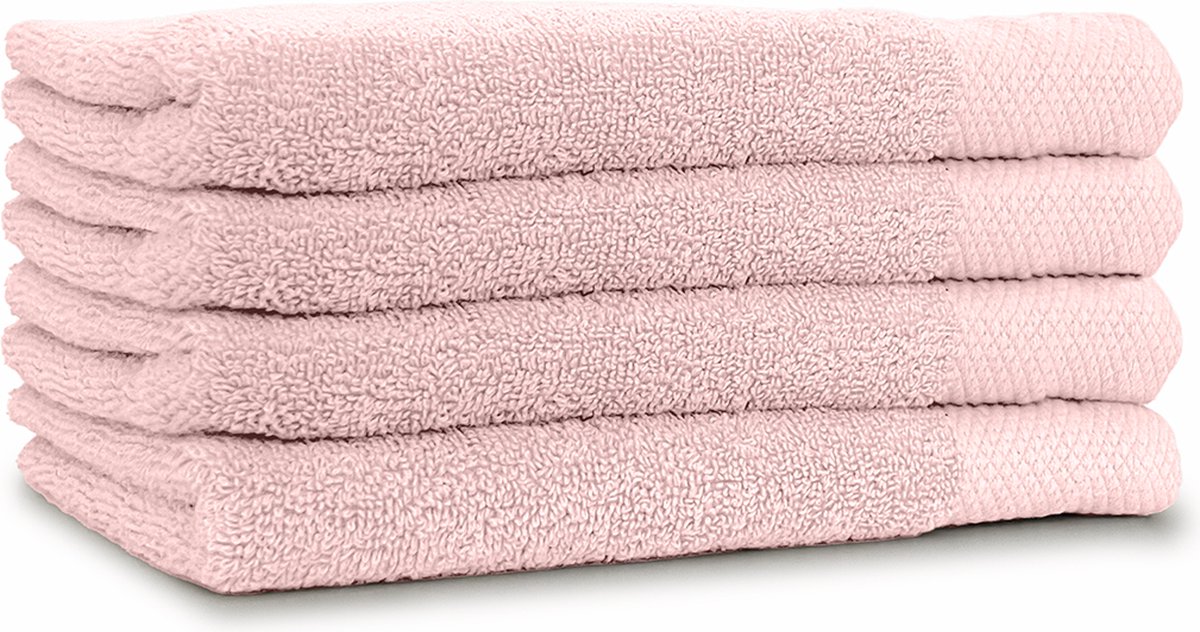 LINNICK Diamond Badstof Handdoeken Set - Set van 4 - Handdoek 60x110cm - 550 gr/m2 - 100% Katoen - Light Pink