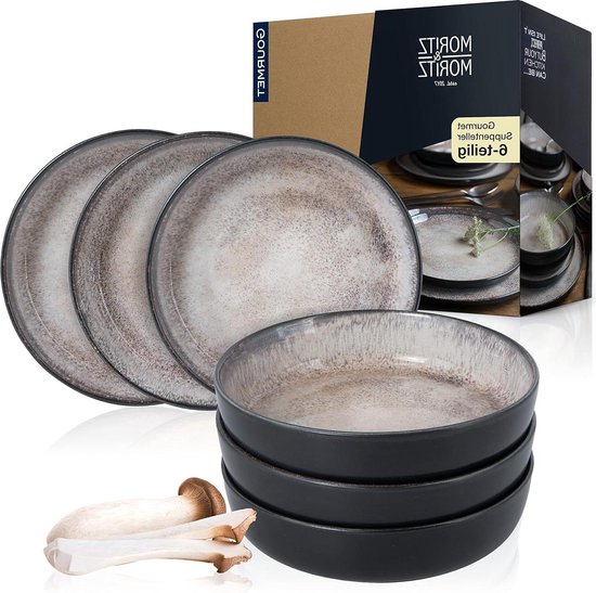MÄSER 935078 Serie Tiles, moderne vintage serviesset voor 2 personen, in Moors design, 8-delig tafelservies met borden en kommen van hoogwaardig keramiek, aardewerk, blauw