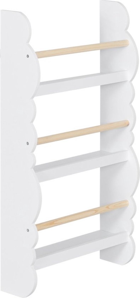 Luxe Boekenkast – Kind – Opbergkast Kinderkamer – 3 Boekenplanken – Hangend – Stijlvol Design – Hout – Wit