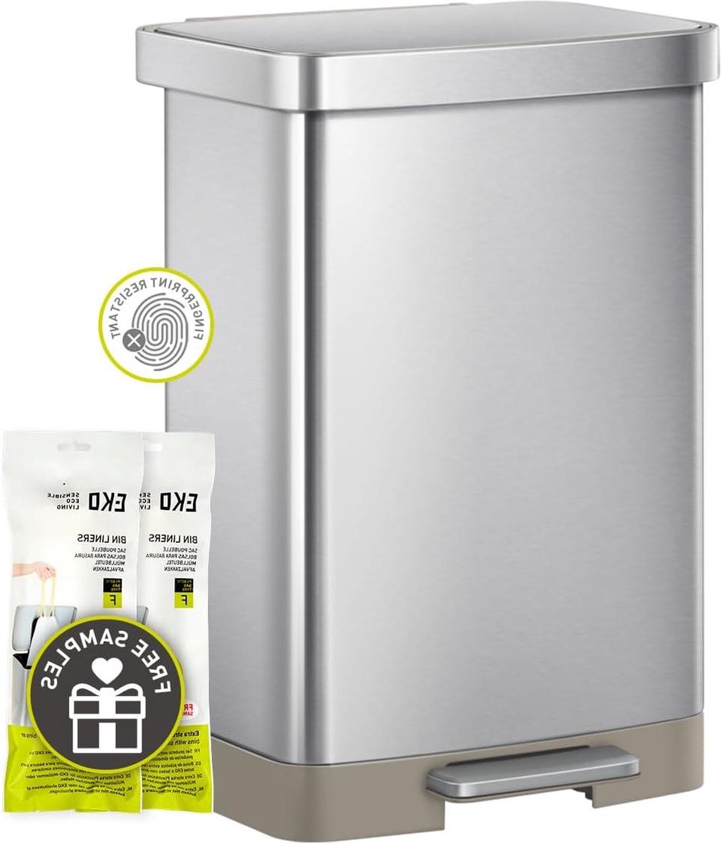 Goedkoopste Hudson-50L Step Prullenbak 13.2 Gallon Mat Roestvrijstaal - HTML Content toegevoegd pedaalemmer 50 liter