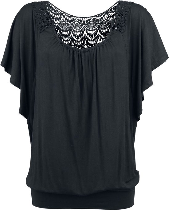 Black Premium by EMP Zwart los T-shirt met kant - Dames - 4XL