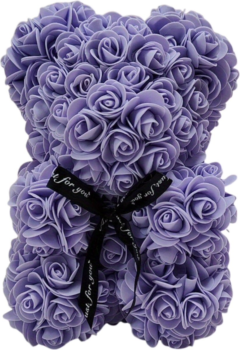 Bovista Rozen Beer - Rose Bear - Teddy - Rozen Beertje - Valentijn Cadeautje Voor Haar & Hem - Cadeautje Vrouw - Paars