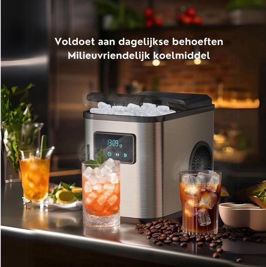 Professionele Ijsblokjesmachine - Crushed Ice Maker - Zelfreinigend - 2L Capaciteit - In Enkele Minuten - LED Display - Modern Design - Zilver van Pro — afbeelding 3