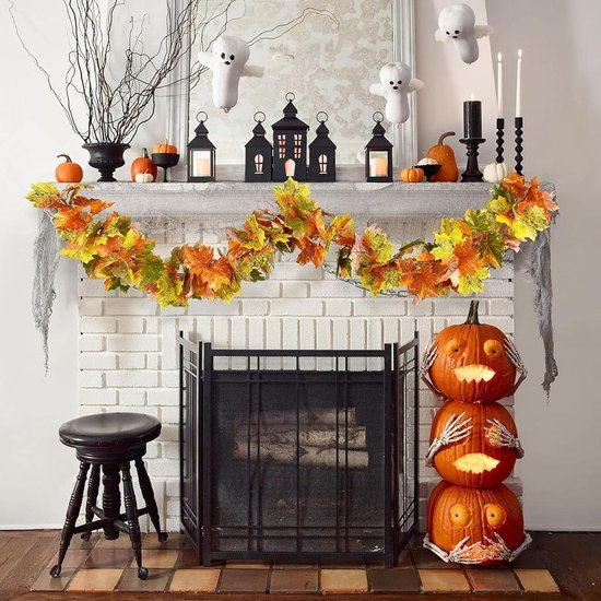 DearHouse Set Van 2 Herfstslingers Met Esdoornbladeren - 7 Kleuren, 3,6 Meter Totaal - Kunstmatig Herfstblad Slinger Voor Thanksgiving, Kerst & Feestdecoratie