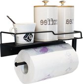 Bol.com Keukenrolhouder wandmontage - opbergrek keukenpapierhouder - kruidenrek - metaal - papierrolhouder - keuken - zwart keuk... aanbieding