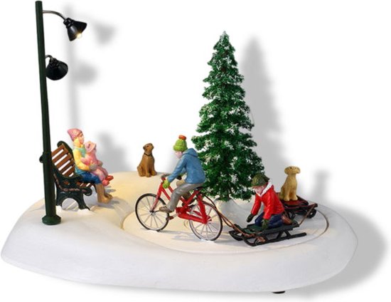 Lemax - Faire du vélo sur neige avec papa