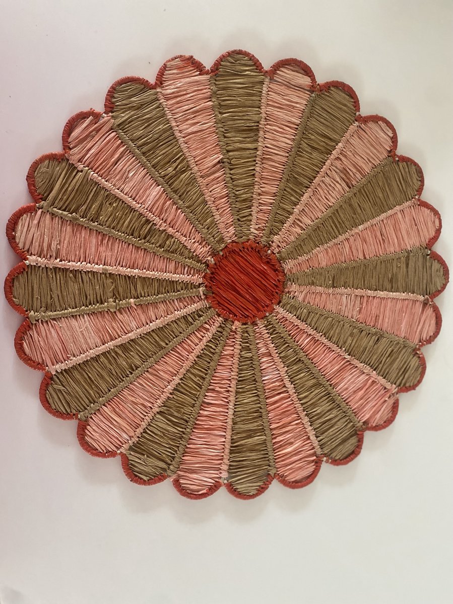 placemat/ onderzetter rotan handgeweven pink red dot