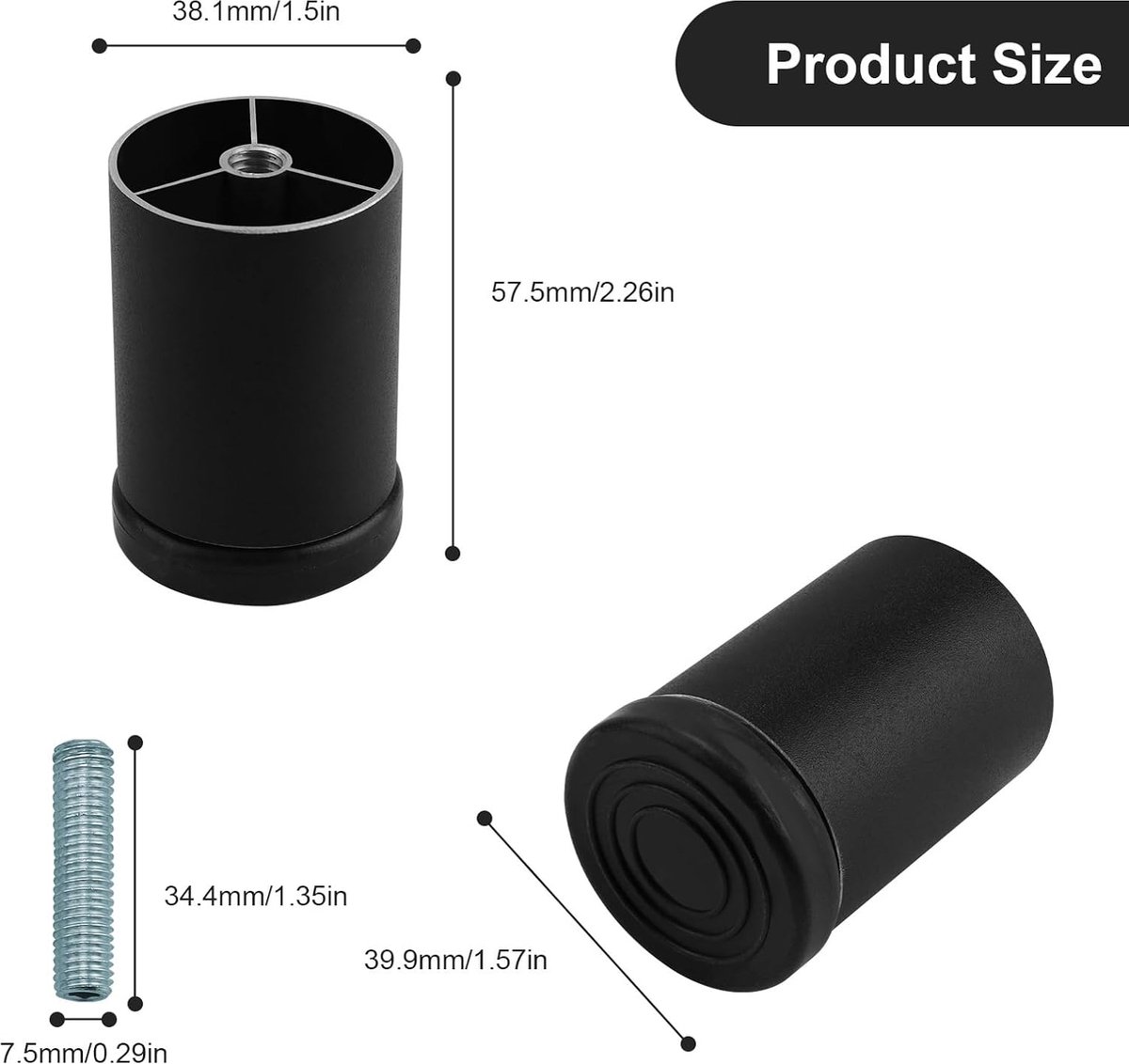 SKIR'CO 8 stuks meubelpoten 15 cm hoogte, glanzend