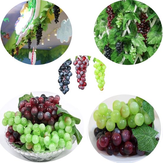 LATRAT Lot de 7 raisins en plastique - Décoration de raisin réaliste - Fruits artificiels - Décoration de vin LATRAT Lot de 7 raisins en plastique - Décoration de raisin réaliste - Fruits artificiels - Décoration de vin