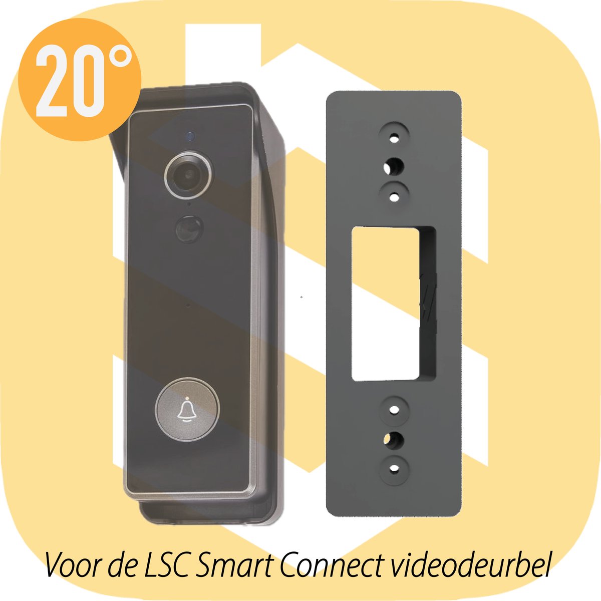 SmarThuis - Hoekbeugel geschikt voor LSC Smart Connect videodeurbel van de Action - hoekbeugel van 20 graden - inclusief montage materiaal - sterk en milieubewust