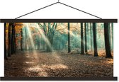 Posterhanger incl. Poster 120x60 cm - Schoolplaat - Herfstbos in Nederland - Textielposter - Zwarte latten