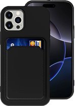 Geschikt voor Apple iPhone 16 Pro Pasjes houder Hoesje Case - Portemonnee Hoesje Cover - Zwart