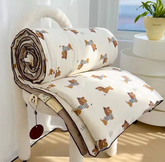 Teckel - couverture - couvre-lit - couvre-lit d'été - couette - plaid - imprimé teckel - chien - 150x200cm