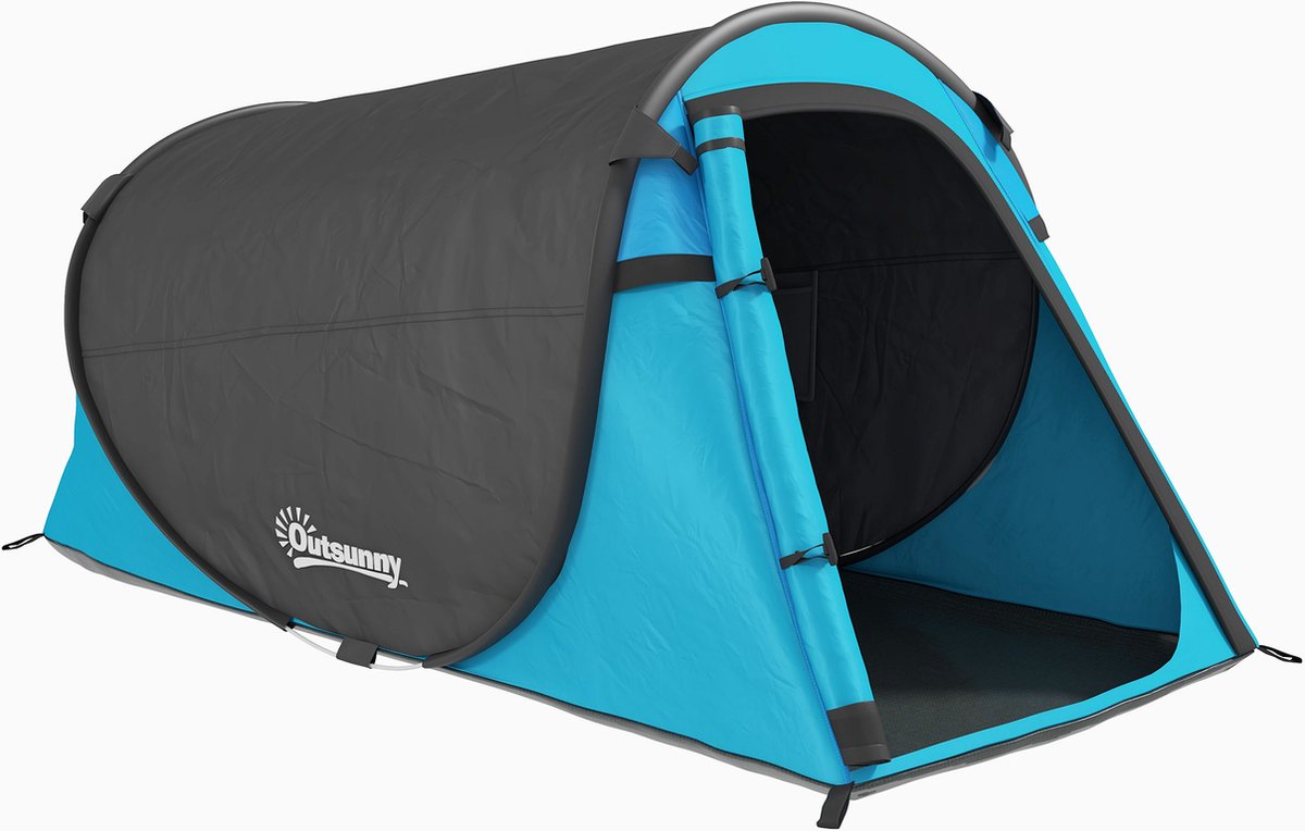 Tente Pop-up Outsunny 2 Places – Montage Instantané – 2,2 X 1,08 X 1,1 M – Toile Imperméable 190T, Anti-UV, Avec Fenêtres Et Moustiquaires