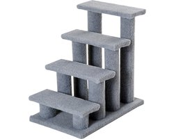 PawHut kattentrap - 4 treden - stabiel en antislip - grijs