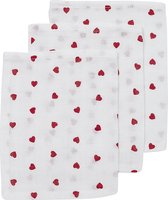 Meyco Baby Sweet Heart washandjes - 3-pack - hydrofiel - red - 20x17cm
