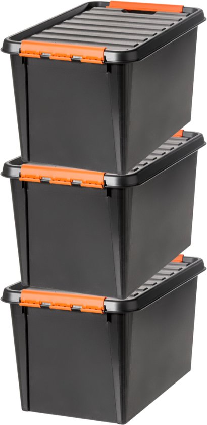 Orthex Clipbox Smart Store Robust 45 Liter – Stapelbare Aufbewahrungsbox Schwarz