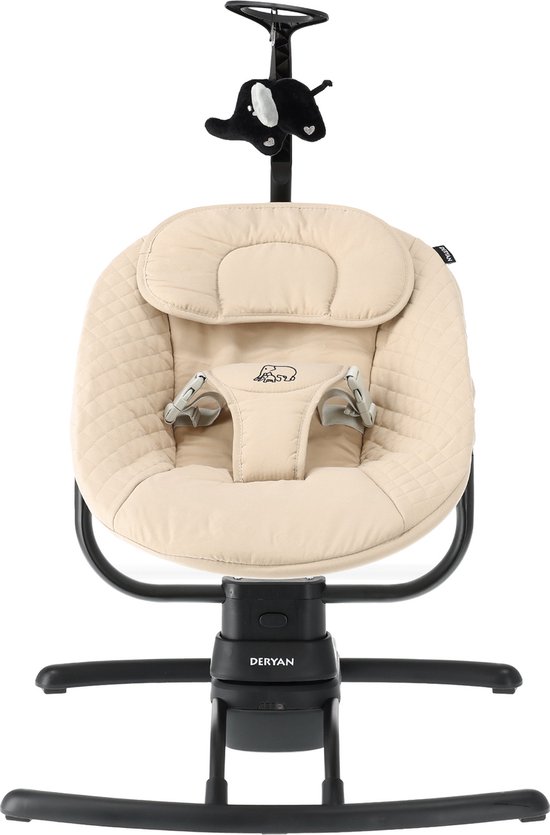 Deryan Jacky Bébé Transat Électrique - Rocking Chair - Fonction Bluetooth, Haut-Parleur et Télécommande - Nougat