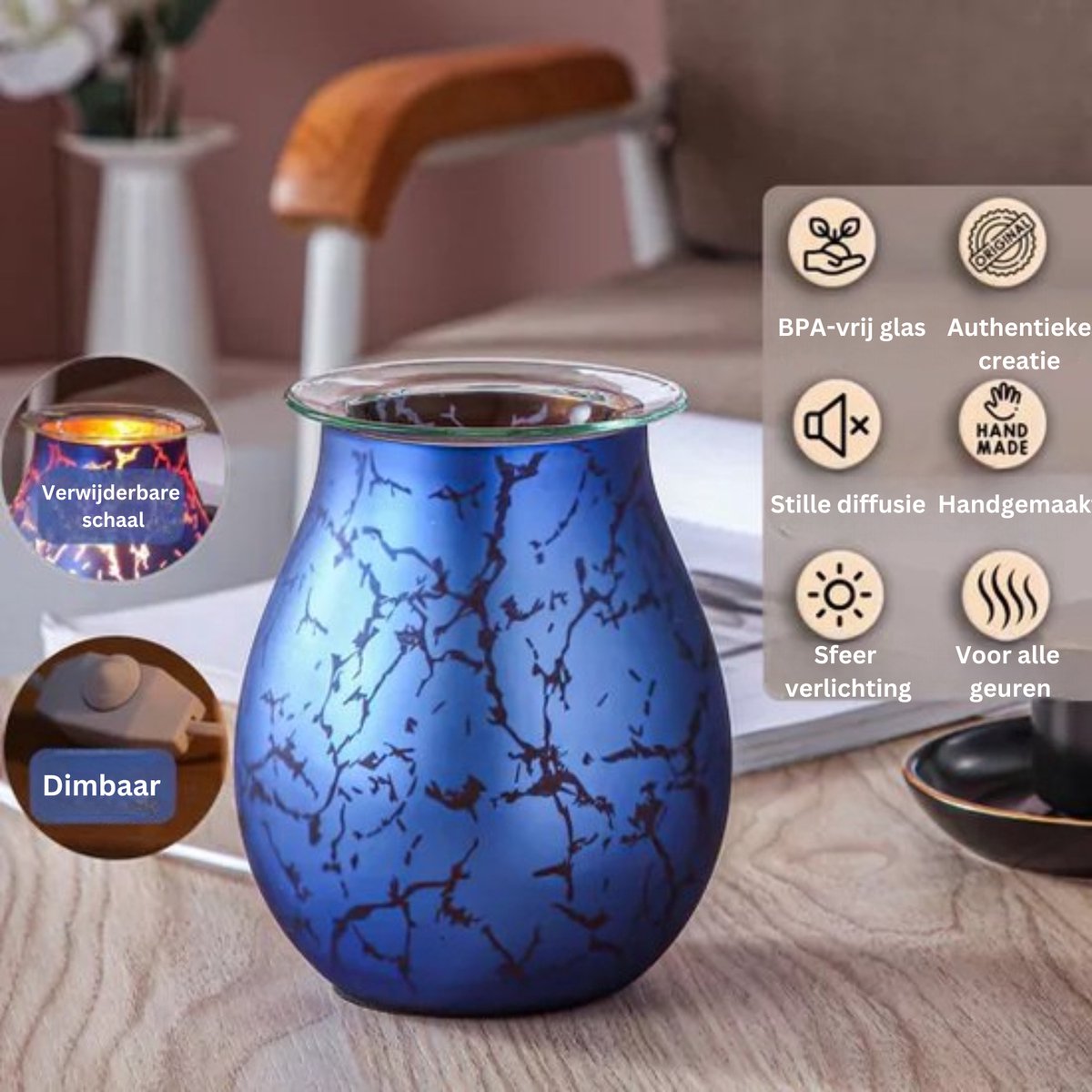 Goedkoopste Zen'Aroma Calorya No.10 - Geurwasbrander - Ektrische geurbrander voor geurfondant - Glazen geurlamp met dimmer afneembare schaal, originele stijl en kleurrijke sfeerverlichting