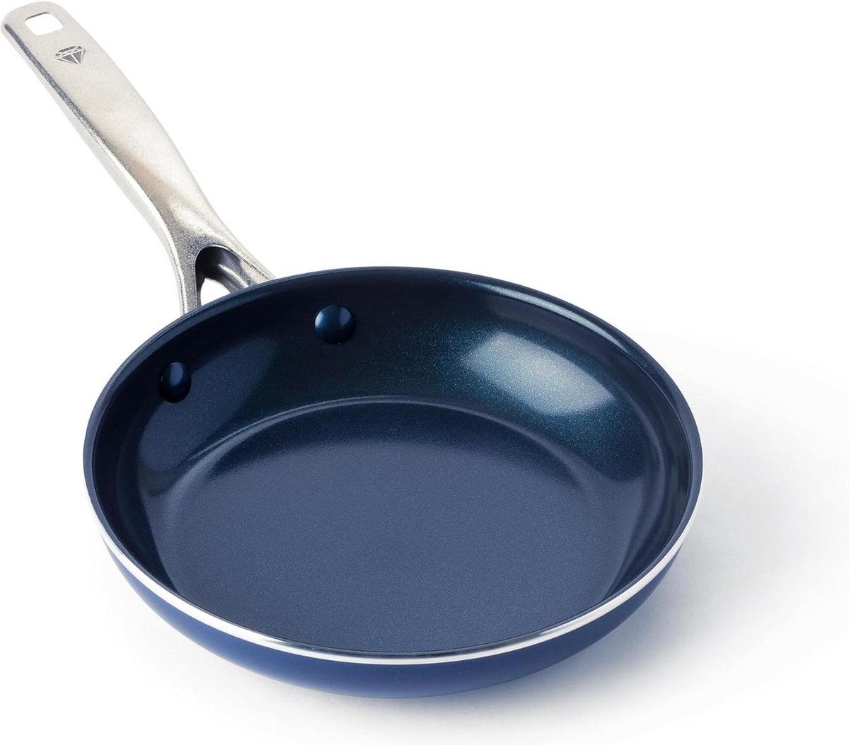 20 cm Koekenpan Met Diamanten Versterkte Keramische Antiaanbak PFAS-Vrij Vaatwasserbestendig Ovenbestendig Blauw