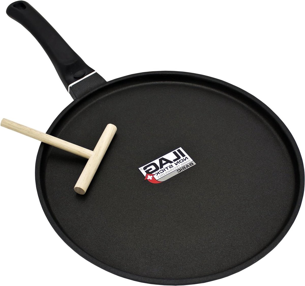 Crêpepan 28 cm gegoten aluminium met ILAG coating inductie geschikt incl. deegverdeler