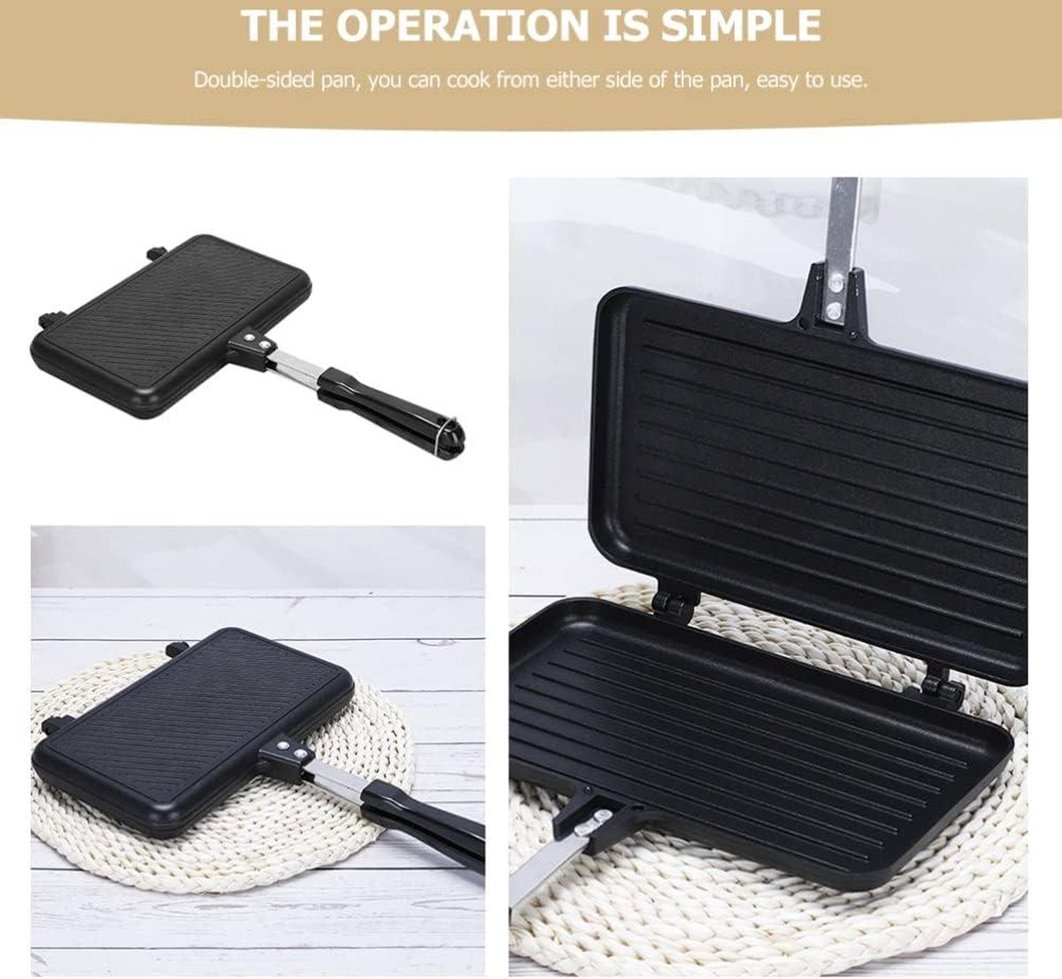 Dubbelzijdige koekenpan - Bakken Pancake Pan - Omelet Trays - Sandwichmaker - Flipgrillpan - Ontbijt Toast Panini Wafel