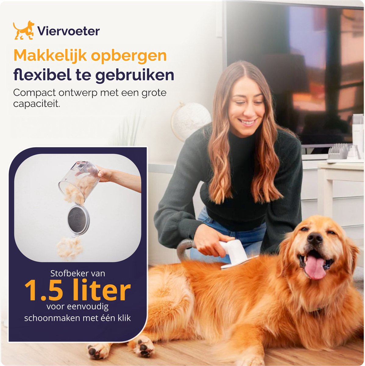 Viervoeter® Professionele 15 Delige Hondentondeuse met stofzuiger - Voor dikke vacht - Zuigen & Trimmen - Verzorginsset - Katten en Honden thumbnail 4
