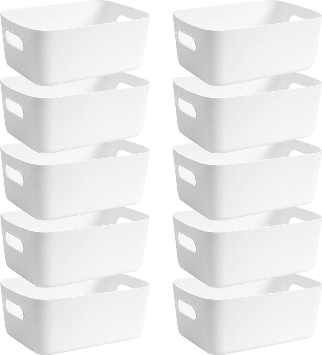 Kunststof opbergdoos klein 20 cm 10 stuks opbergmand handgrepen keukenkast organizer badkamerrek opslagbox opbergen manden
