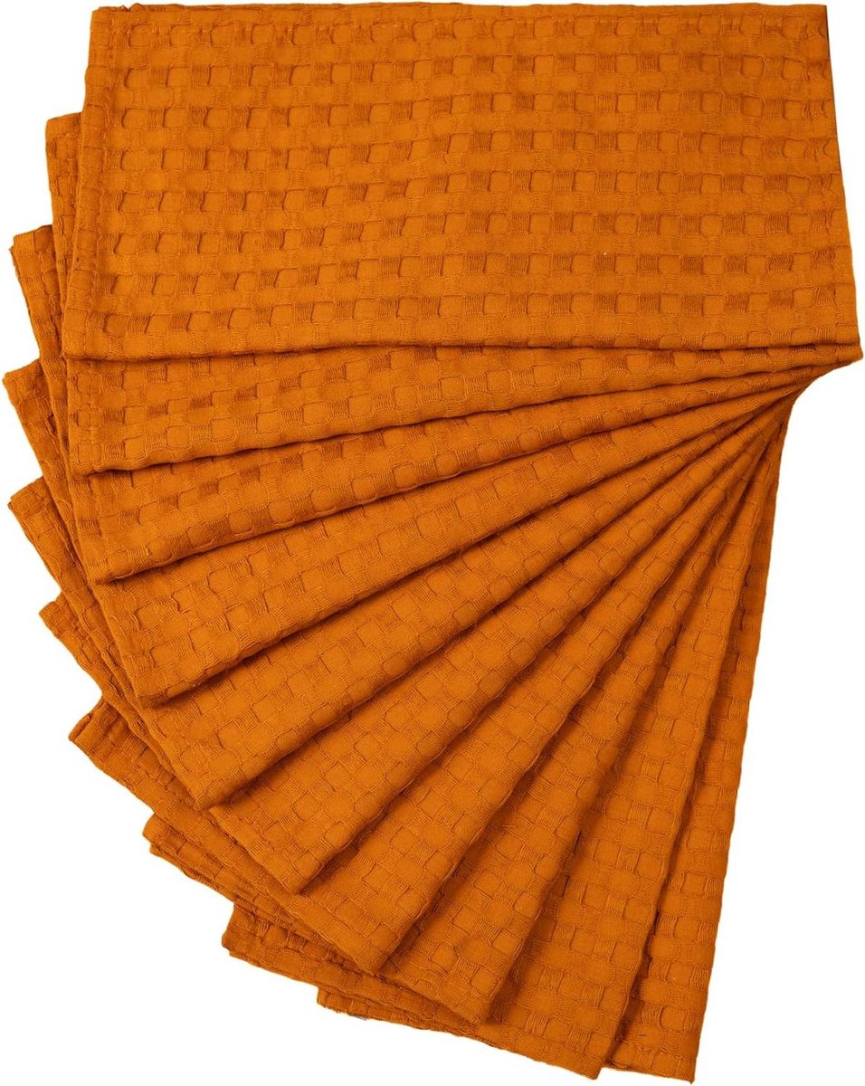Theedoeken geblokt 100% katoen 30 x 30 cm absorberende zachte keukenhanddoeken dikke vaatdoeken poetsdoeken machinewasbaar 10 lichtbruin theedoeken geblokt
