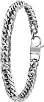 Lucardi Heren Armband gourmet - Staal - Armband - Vaderdag Cadeautje - 19 cm - Zilverkleurig